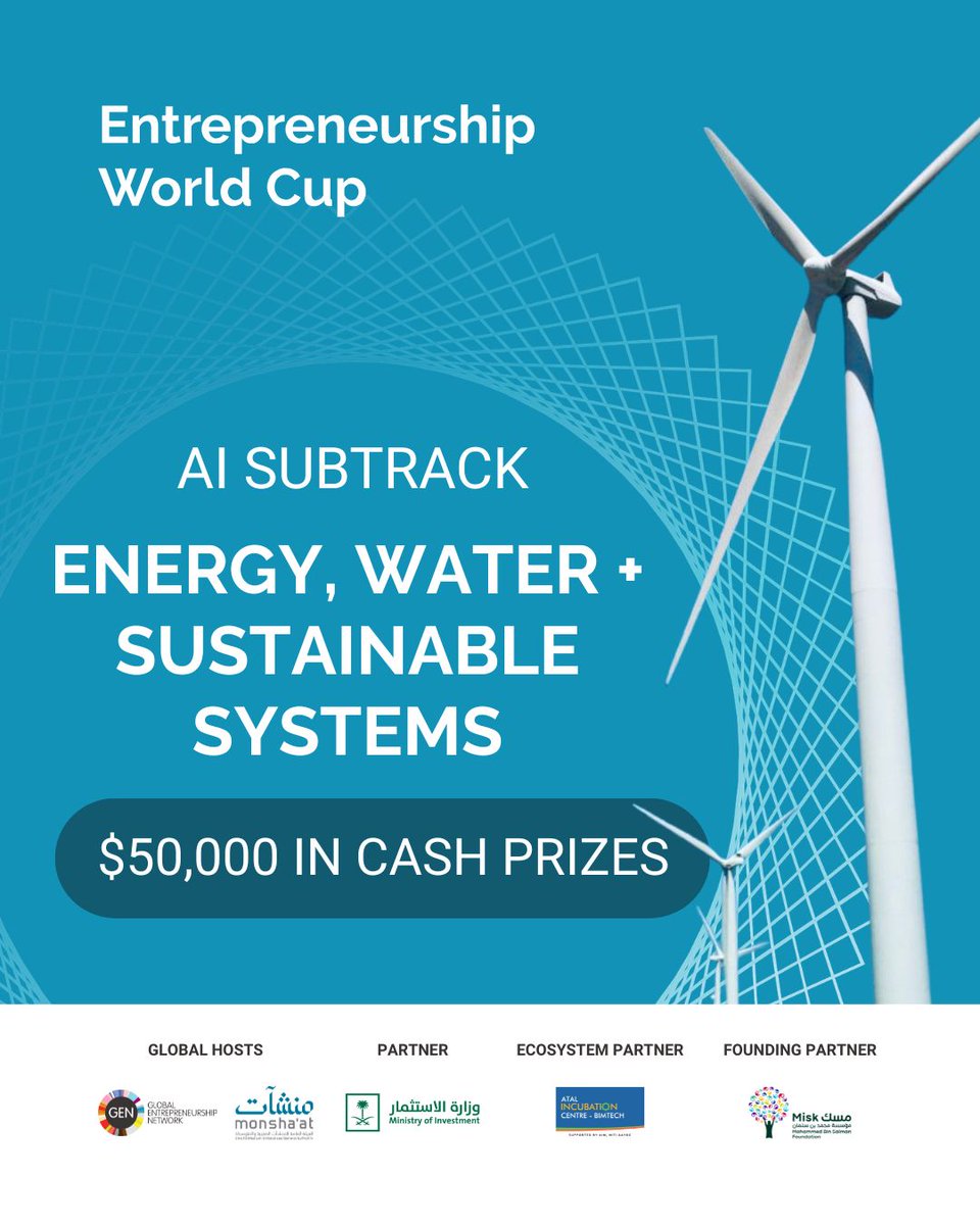 aicbimtech's tweet photo. 🚀 Entrepreneurship World Cup 2026  | A global opportunity for AI founders to scale beyond borders.

📅 Extended Deadline: August 31, 2026
👉 https://t.co/cISb3sh93k

#EntrepreneurshipWorldCup #AIStartups #StartupIndia https://t.co/cll5E96cdn