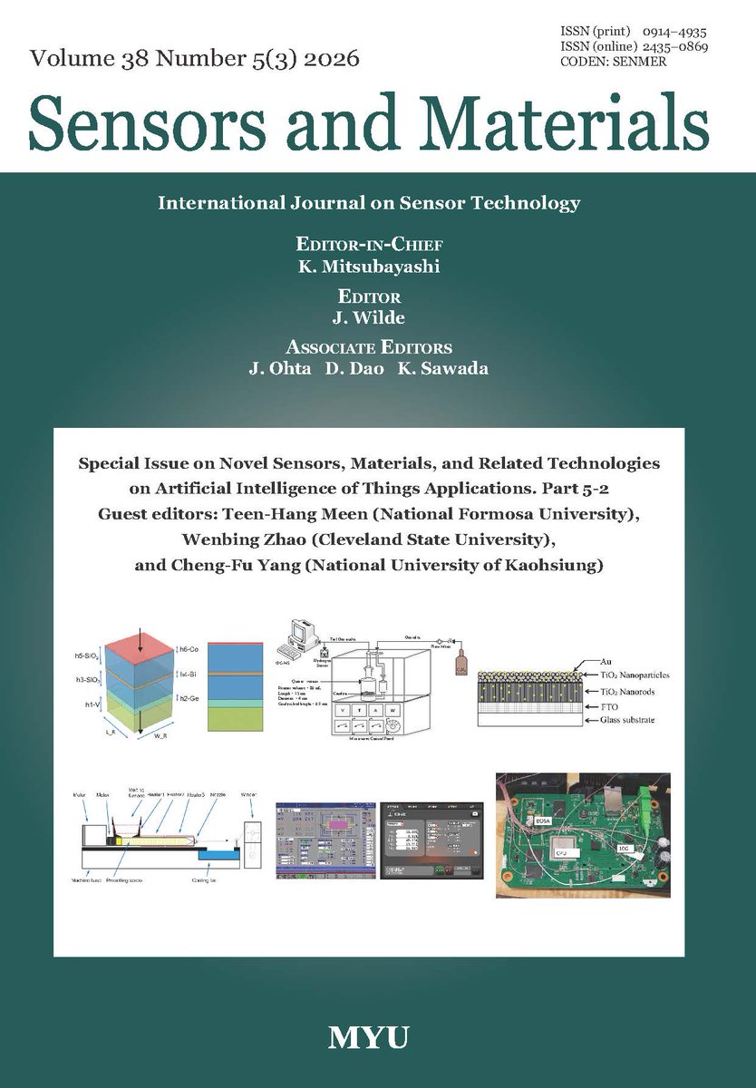 Journal_SandM's tweet photo. Sensors and Materials, Vol. 38, No. 5(3), "Special Issue on Novel Sensors, Materials, and Related Technologies on Artificial Intelligence of Things Applications Part 5-2" (Guest Editors: Teen-Hang Meen, Wenbing Zhao, and Cheng-Fu Yang), has been online published. https://t.co/NH9ytfnKJS