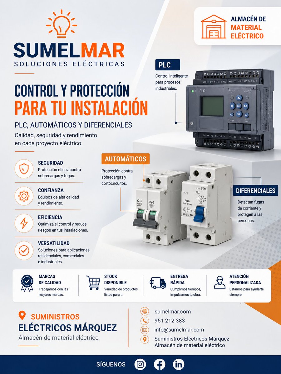 Sumelmar's tweet photo. 📍 Suministros Eléctricos Márquez
Almacén de material eléctrico
🌐 https://t.co/ye3ojQCw3t
📞 951 212 383
📧 info@sumelmar.com
#Sumelmar https://t.co/UYmWmUWg15