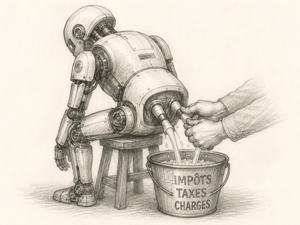 hdesliens's tweet photo. «Taxer les robots» semble être une excellente idée... jusqu'à ce qu'on se demande qui paiera réellement la facture.
Une démonstration limpide, sans jargon et sans caricature. 
À lire absolument.
Taxer le robot, c'est traire le consommateur 
https://t.co/5CSMb9wlSS https://t.co/sF5RxCKcNW