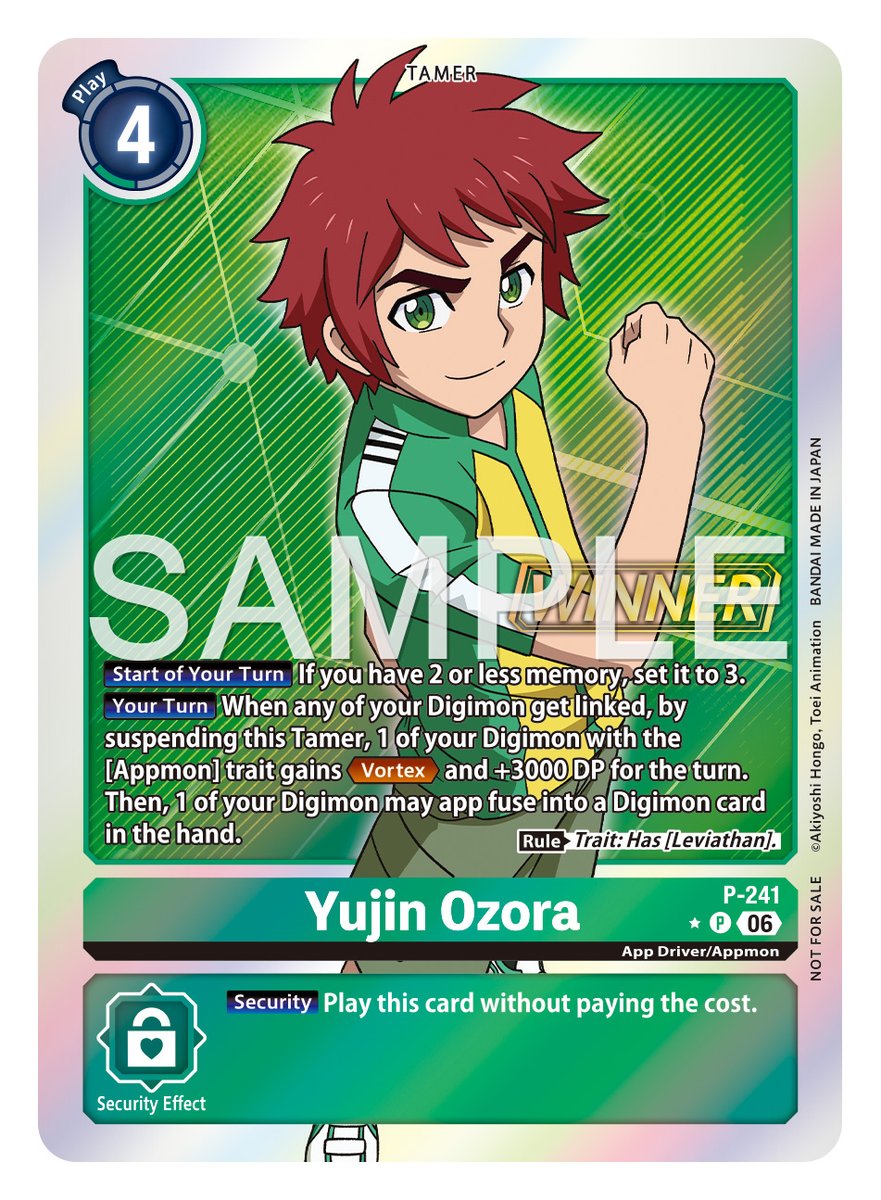 digimon_tcg_EN's tweet photo. [REVEALS]

Hello Digimon Tamers! 
Today's cards are [P-241 Yujin Ozora]!

Official Store Tournament 2026 Vol. 3
https://t.co/aH1ACtQ6UE

SCHEDULE
July 1 – September 30, 2026

#DigimonCardGame
#DigimonTCG 
#Digimon https://t.co/NHeuAaBJ2O
