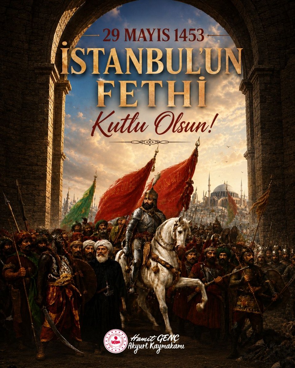 AkyurtKaymakaml's tweet photo. Çağ kapatıp çağ açan, dünya tarihinin akışını değiştiren, İstanbul’un  Fethi‘nin müjdesine mazhar olmuş eşsiz komutan; Fatih Sultan Mehmet Han ve Muzaffer Ordusunu rahmetle anıyoruz.
İstanbul’un Fethi’nin 573. yıl dönümü kutlu olsun. https://t.co/y2KYMfy5p4