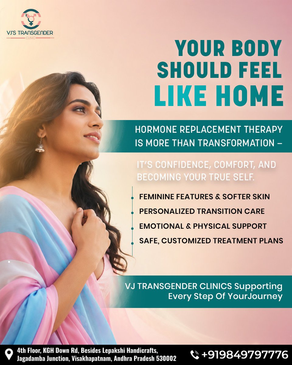 VJsTransgender's tweet photo. Personalized Hormone Replacement Therapy at VJ's Transgender Clinics.

📍4th Floor, KGH Down Rd, Besides Lepakshi Handicrafts, Jagadamba Junction, , Visakhapatnam, India, 530003
☎ 9849797776
🌐 https://t.co/ipKqD6ZRRt

#transgendercare #hrtjourney #vizag #vjstransgenderclinics https://t.co/dn0jemaSYO