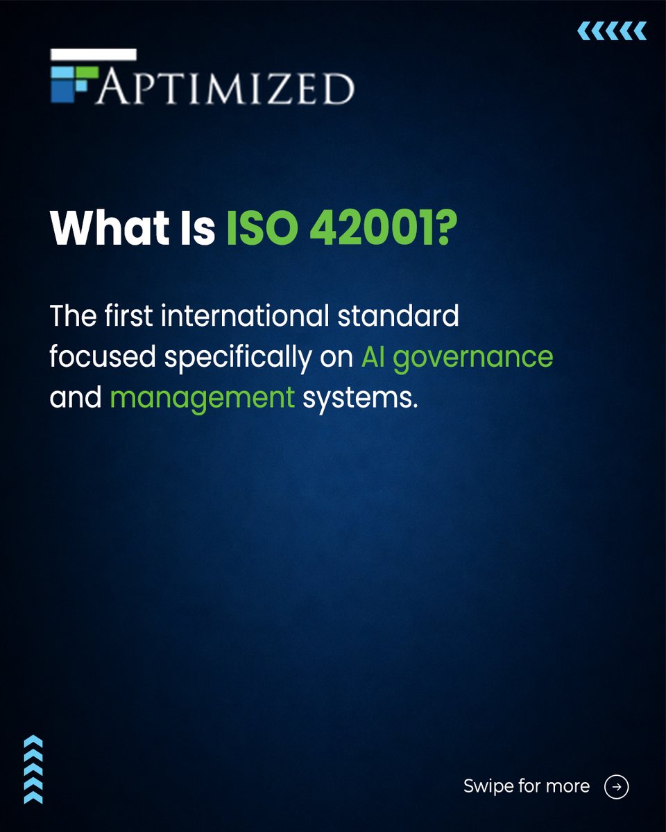 aptimized's tweet photo. At Aptimized, we believe responsible AI is the future. ISO 42001 helps businesses implement AI with stronger governance, security, compliance, and trust while driving innovation confidently.

#Aptimized #ISO42001 #AI https://t.co/M8M07R8uEA