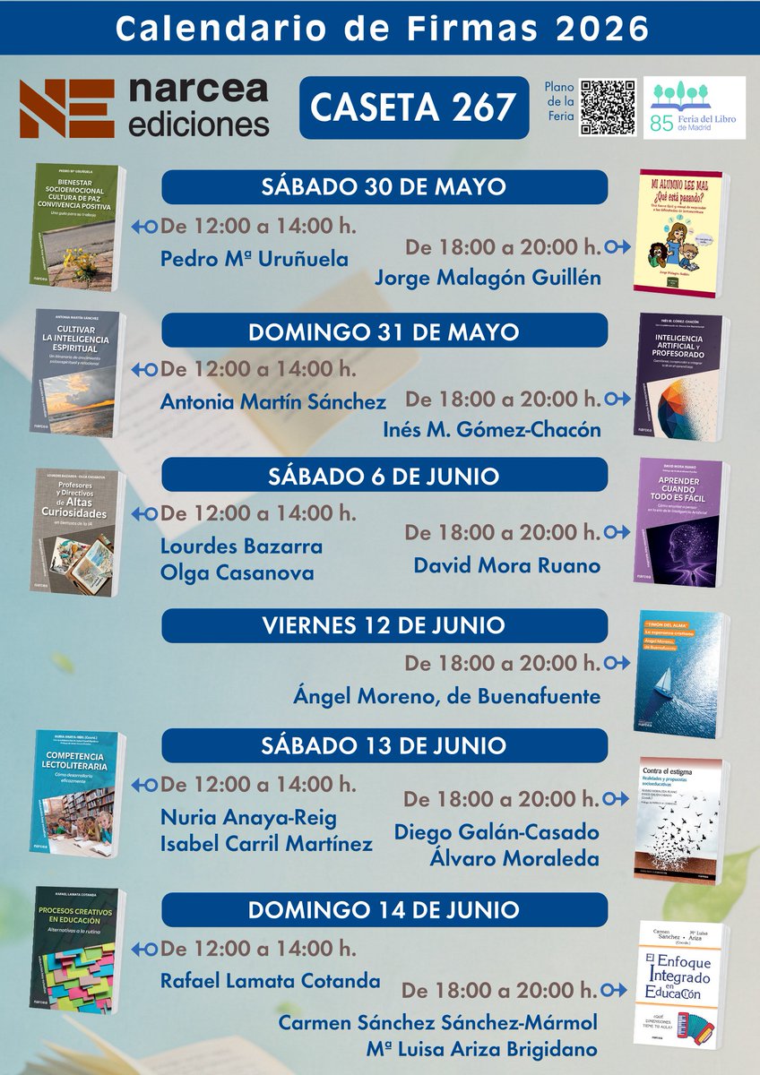 narceaediciones's tweet photo. 📚✨ ¡Ahora sí... comienza la Feria del Libro de Madrid! ✨📚
Desde hoy, 29 de mayo al 14 de junio, nos vemos en la #ferialibromadrid, uno de los encuentros más esperados del año.
Caseta 267. Nos encantará compartir contigo nuestra pasión por los libros y por la educación ❤️ https://t.co/ekLEOKh88u