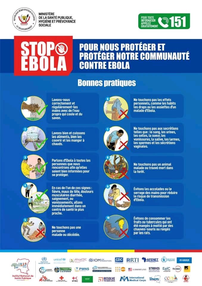 PatientNGANDU0's tweet photo. Stop Ebola ! Protégeons nos familles et nos communautés. Lavons-nous les mains, évitons les contacts à risque, signalons rapidement les cas suspects et suivons les consignes sanitaires. Les rumeurs tuent. Informons-nous auprès des sources fiables. En cas de doute, appelons le 151 https://t.co/aMM4QbTtEn