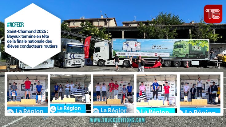 Truckeditions's tweet photo. 🏆  https://t.co/lpf4DuFklQ Bayeux remporte le Championnat de France des Élèves Conducteurs Routiers 2026 à Saint-Chamond. 74 candidats, 31 lycées, 22 ateliers et une délégation belge ont participé à cette finale nationale CTRM. Résultats complets sur Truckeditions. #TRM #CTRM https://t.co/hAZEfGqIeV