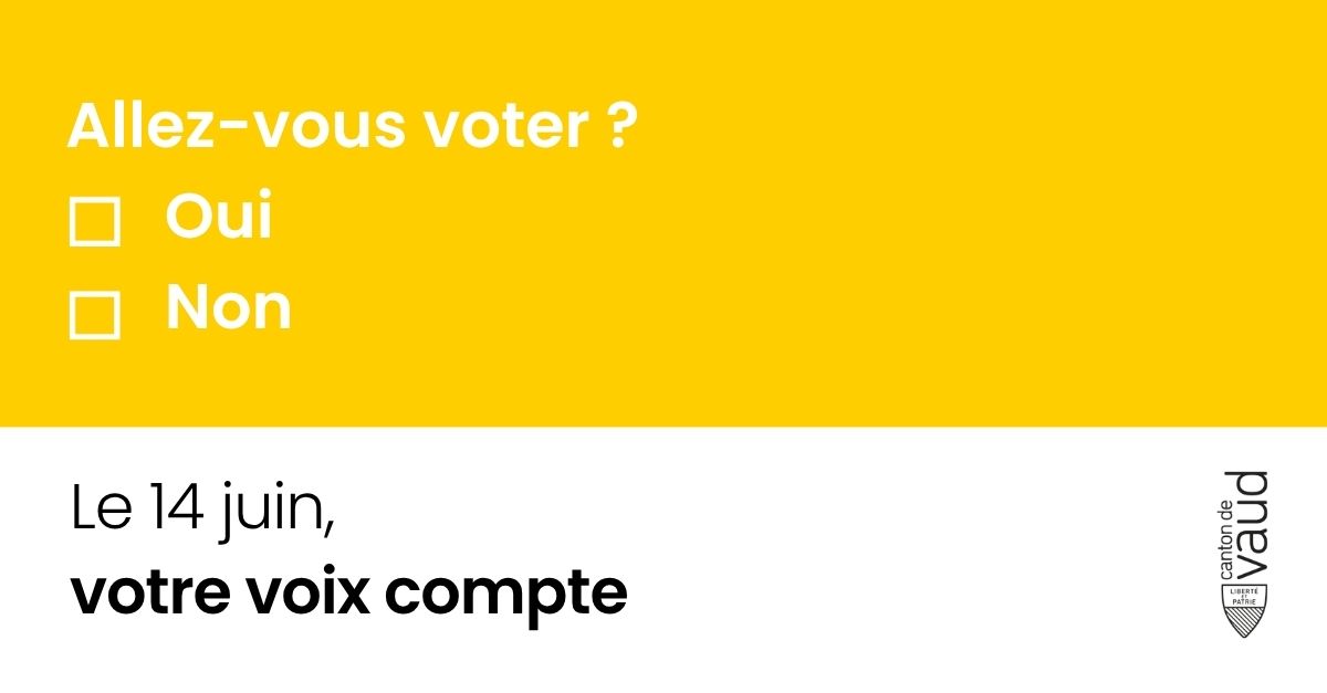 EtatdeVaud's tweet photo. Allez-vous voter ?

Tout le matériel de vote a été envoyé. 
Si vous n’avez pas reçu le vôtre, adressez-vous au greffe de votre commune. 

Le 14 juin, votre voix compte.

🔗 Plus d'infos : https://t.co/MKYhBvpA4p 

#CHvote #vaud https://t.co/JelyJ6HKEo