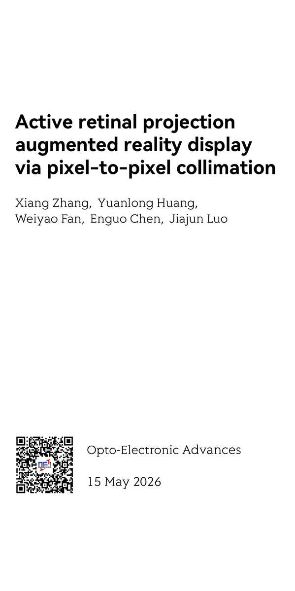 pubcard_net's tweet photo. "Active retinal projection augmented reality display via pixel-to-pixel collimation" is featured on PubCard @OptoElectronAdv View original article https://t.co/rDfHYFhbMy https://t.co/I1OhYfvZNT