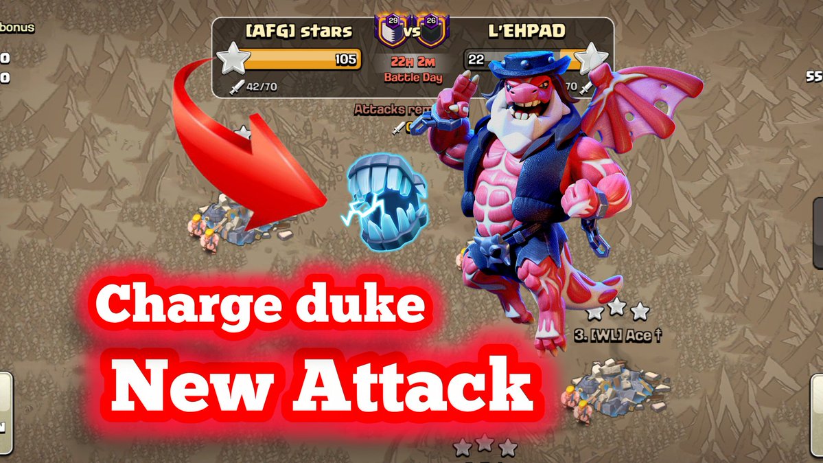 COCMap100's tweet photo. 🎥 Amazing Duke Charge attack for Town Hall 18 ⚡
🔥 Pro Fireball attack strategy for Town Hall 18

Click and watch, enjoy, learn, and dominate your attacks! 💥

https://t.co/JQARkmPOFh 🎬

#Th18 #Attack #cocmap #3star #duke https://t.co/ux3muGqdmN