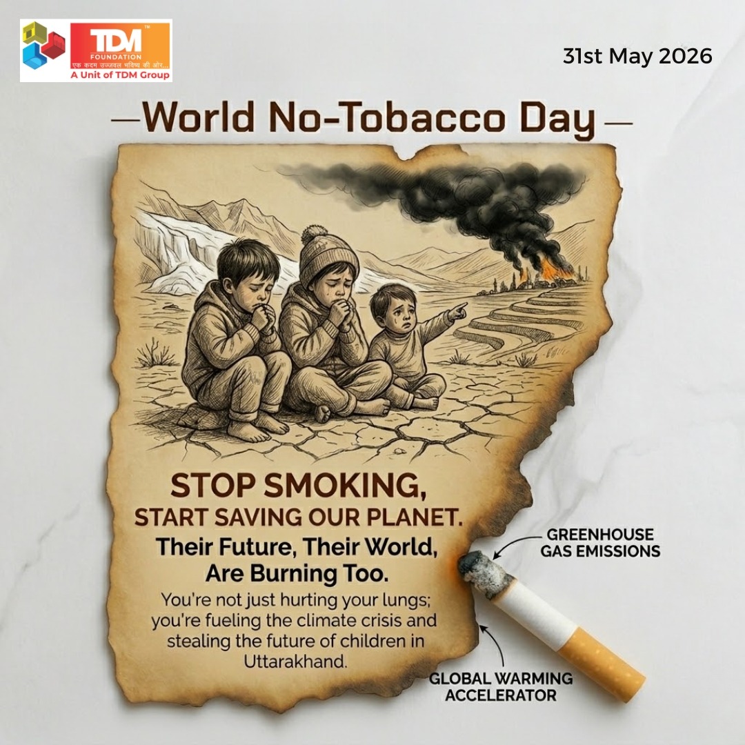 foundationtdm's tweet photo. Every puff doesn't just damage your lungs—it burns away our children's future and fuels the climate crisis. 🚭🌍
This World No-Tobacco Day, let’s choose health, clean air, and a safer planet. 💚🌱

#WorldNoTobaccoDay #StopSmoking #SaveOurPlanet #Uttarakhand https://t.co/cvgcw6EinC