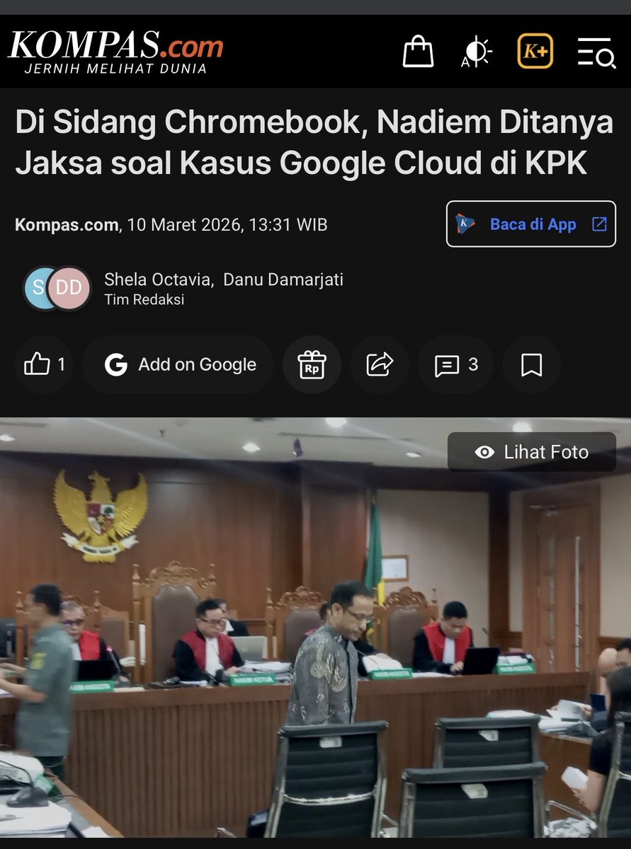 amandasah__'s tweet photo. MELAWAN LUPA!

Perjalanan kasus korupsi Nadiem bukan cuma chromebook tapi ada juga Google Cloud. Mari malawan lupa!!

Kalau kasus google cloud sampai hilang menang banyak Nadiem. Banyangin permainan cantiknya, beli laptop chromebook dan google cloude ke google. Anggaran google clode itu 400 miliar pertahun dikali tiga tahun sama dengan 1,2 triliun.

Lalu google investasi ke goto, sebuah kebetulan yg ajaib. Kalau yang pernah dibilang Anggota DPR, Hinca Panjaitan, “kalau sebuah kebetulan terjadi berulang kali, maka itu bukan lagi kebetulan.”
