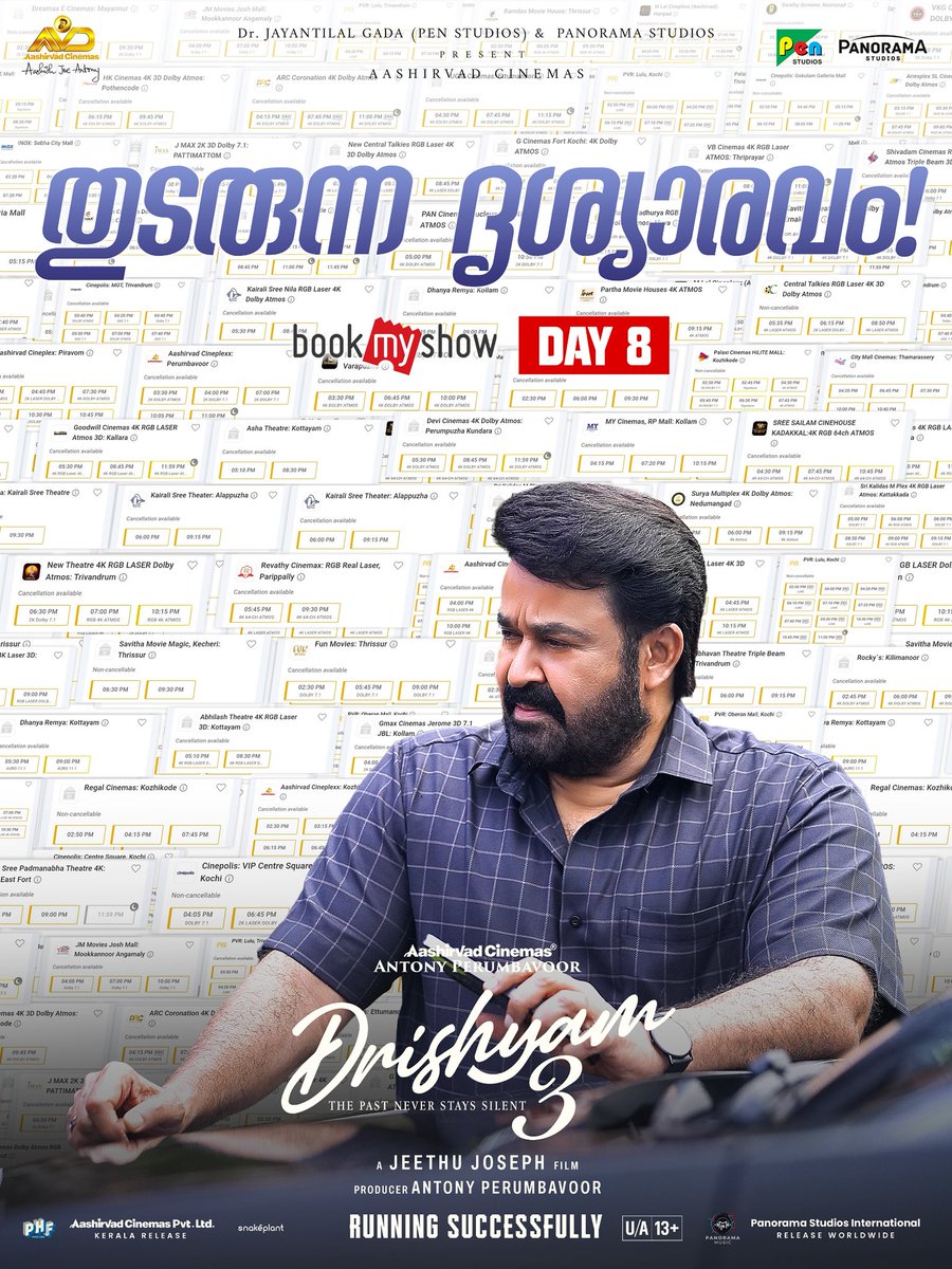 aashirvadcine's tweet photo. The second week begins with gratitude.

Thank you for keeping #Drishyam3 close to your hearts. ❤️ https://t.co/kpILBtTPsX
