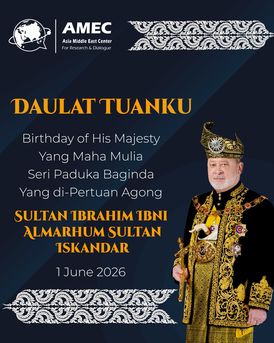 amecrdEn's tweet photo. We join the nation in celebrating the official birthday of His Majesty the Yang di-Pertuan Agong. Daulat Tuanku https://t.co/Ds1q70rvMw
