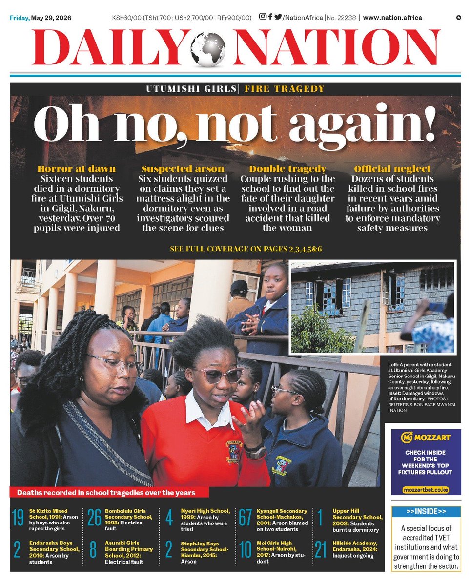 georgenjoroge_'s tweet photo. Yesterday 16 girls burned alive in Gilgil. 

GILGIL. A town so militarized you can’t throw a stone without hitting a uniform. 

NYS. KDF. GSU. AP. All there. All useless. All absent. 

Children screamed and burned and not one boot moved.

But one call from Washington and say there’s money on the table? We SPRINT.

A father is this morning at the mortuary identifying his daughter by her bones in desperation. 

A mother while driving to utumishi girls academy in a panic had a road accident and died on the way. 

The entire government was at a Prayer Breakfast. Praying. To GOD. 

The same God whose house they built on the graves of children they failed.

We sent our police to die in Haiti’s streets. 

We’re constructing Ebola wards for Americans who Trump himself said are too precious to bring home. 

And we cannot, WILL NOT unlock a dormitory door for a 15 year old Kenyan girl on fire.

This is not incompetence. 

Incompetence is accidental. 

This is a rotten value system. 

This is who we chose to be. 

Our children are worth nothing and foreign dollars are worth everything and we have PROVEN this over and over and over again.

St. Kizito 1991. Kyanguli 2001. Endarasha 2024. Utumishi 2026. 

Same story. Same promises. Same graves.

The Bible said the love of money is the root of all evil. Kenya didn’t read that as a warning. We read it as a manual.

We fast. We tithe. We fill stadiums for overnight prayers. 

And then we go back to work building Ebola hotels for foreigners while our daughters burn in wooden dormitories.

We are not a failed state. 

Failed states don’t know better. 

We KNOW. We choose. 

Every single time, we choose money over our children and we wrap it in a flag and a prayer and call it governance.

We are demons wearing suits and holding Bibles and we should never again have the audacity to say “Oh no, not again” because we did this. 

WE did this. Kenyans Did this knowingly!

NOT AGAIN means NOTHING if we keep being exactly who we are. 🇰🇪🔥💔