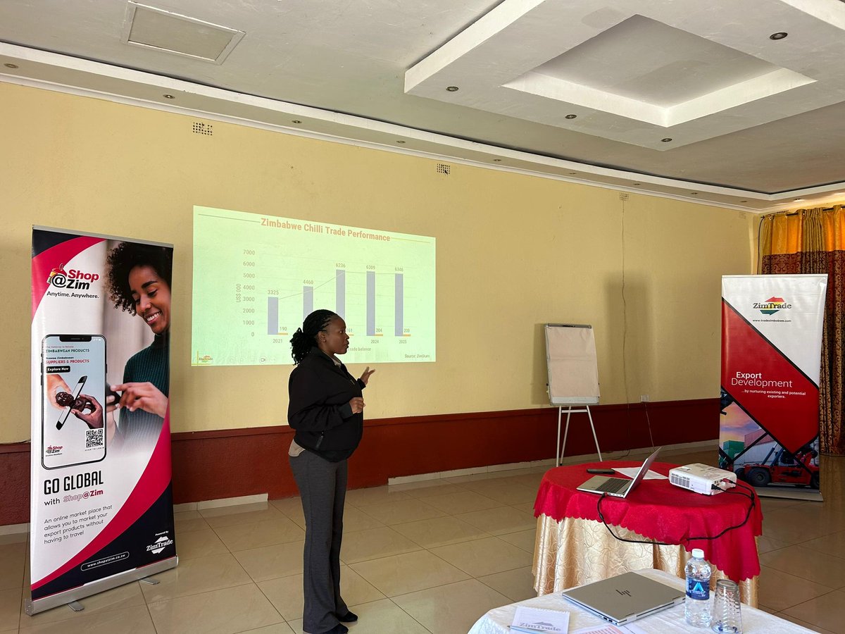 ZimTradeAlerts's tweet photo. We hosted an Export Awareness Seminar for the Humwepo Association Chilli Cluster in Rusape, equipping chilli farmers and producer groups with practical knowledge and skills to compete in international markets 🌍🌶️.

The programme covered export readiness, export marketing, corporate governance, negotiation skills, and key certifications required in the chilli sector.

The initiative will help strengthen the capacity of farmers, including smallholder farmers and rural producer groups, to unlock export opportunities, improve household incomes, create sustainable livelihoods, and drive inclusive economic growth within rural communities.