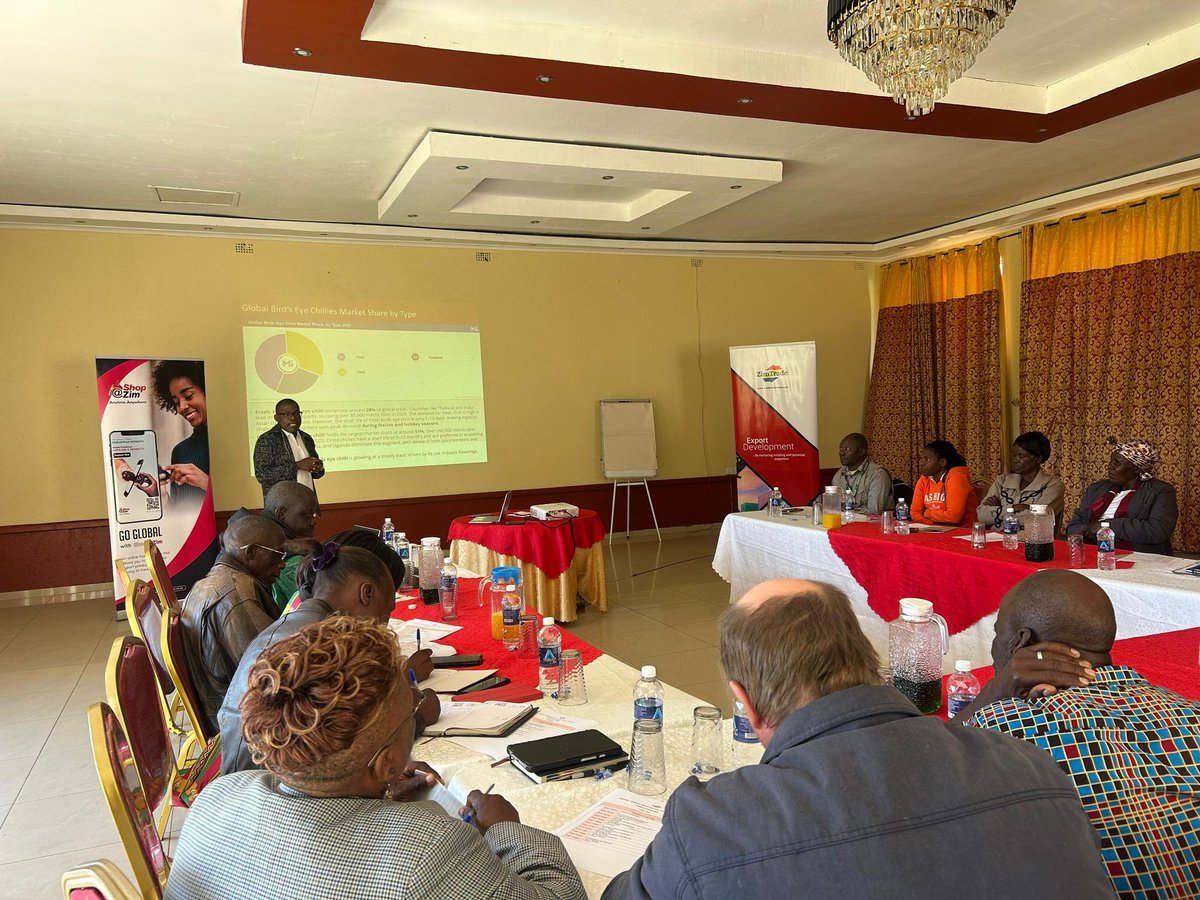 ZimTradeAlerts's tweet photo. We hosted an Export Awareness Seminar for the Humwepo Association Chilli Cluster in Rusape, equipping chilli farmers and producer groups with practical knowledge and skills to compete in international markets 🌍🌶️.

The programme covered export readiness, export marketing, corporate governance, negotiation skills, and key certifications required in the chilli sector.

The initiative will help strengthen the capacity of farmers, including smallholder farmers and rural producer groups, to unlock export opportunities, improve household incomes, create sustainable livelihoods, and drive inclusive economic growth within rural communities.