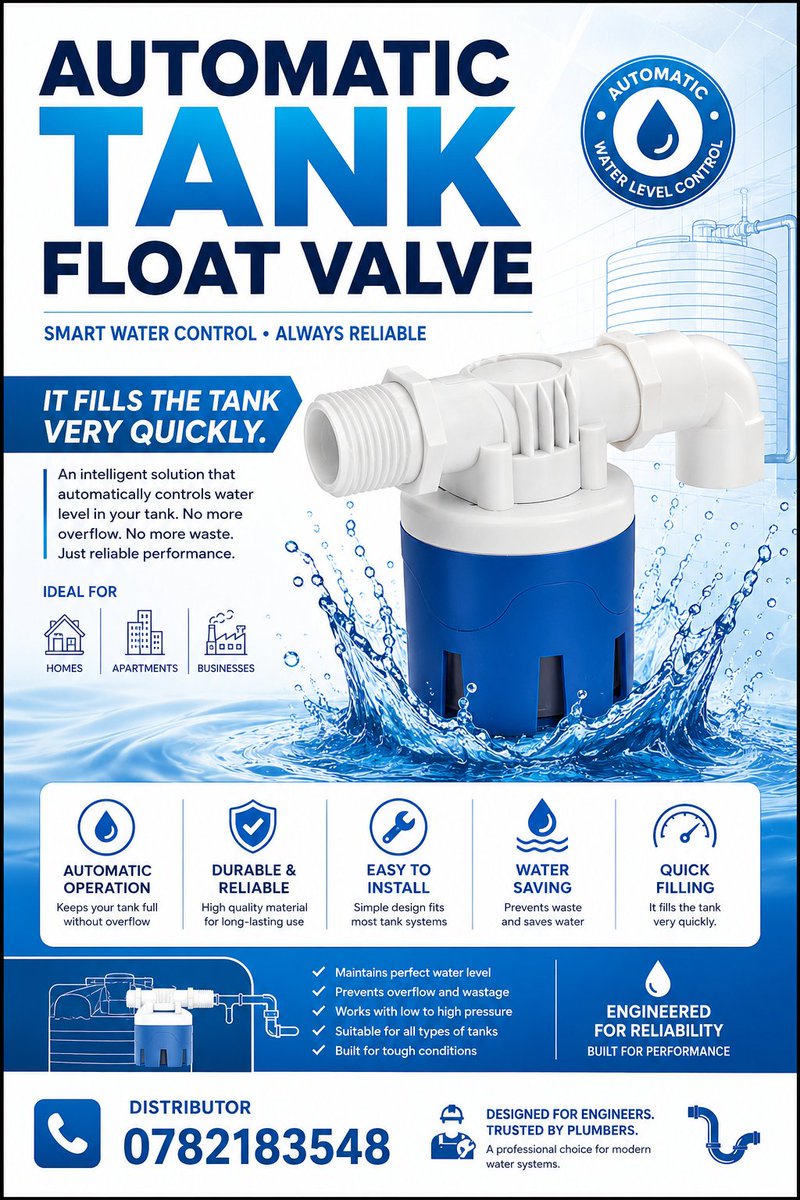 HustlePlumber's tweet photo. @wekesa_amos @_GL_Collection Filling a tank has been made easy with the improved water tank ball valves no more waiting for hours to have your tank filled with water in a short time https://t.co/fog0nG6uHs