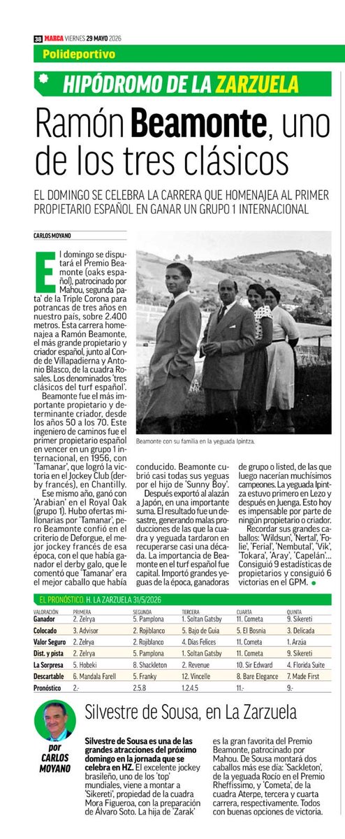 HipodromoMadrid's tweet photo. Hoy en @marca, por @CarlosMoyanoE:
🎩Ramón Beamonte, uno de los tres clásicos.
🏇El domingo se celebra la carrera que homenajea al primer propietario español en ganar un Grupo 1 internacional. 🏆👏 https://t.co/IaSMohRlhQ