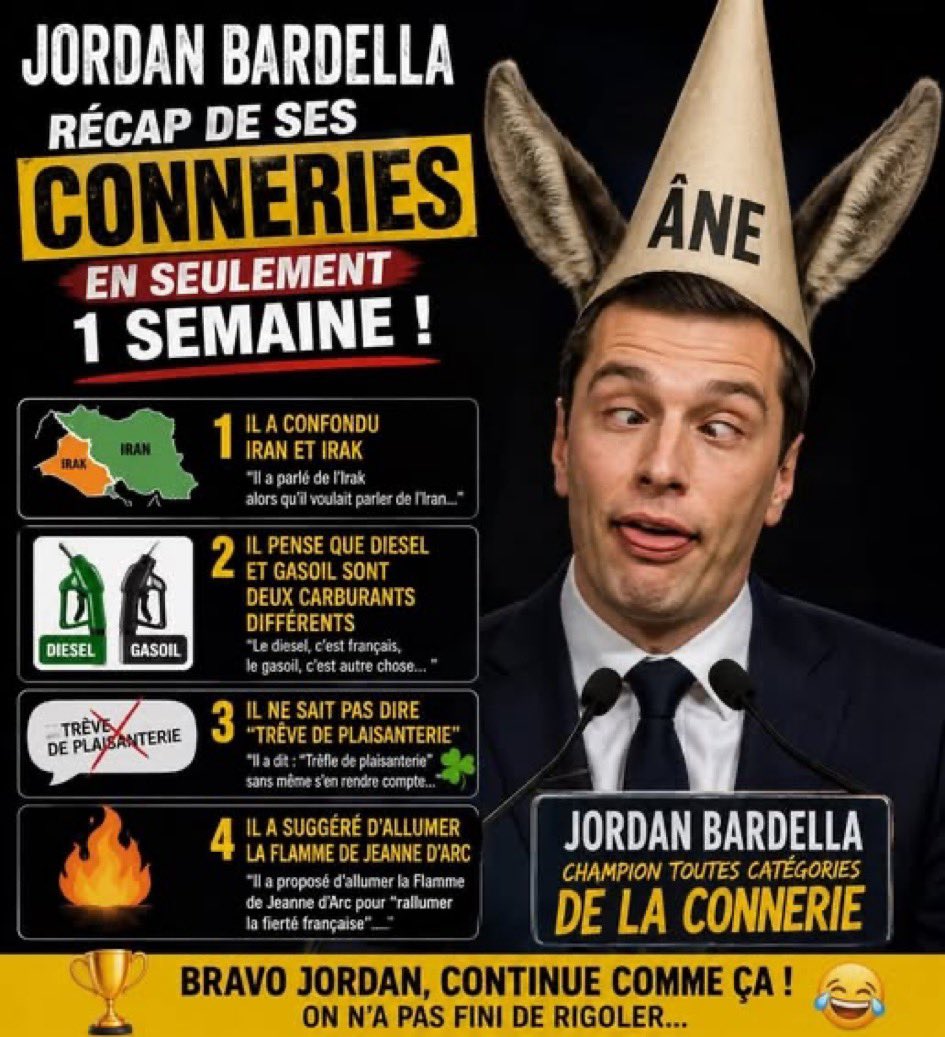 SERFI85135960's tweet photo. La faignasse QUI N’A JAMAIS TRAVAILLÉ DE SA VIE NOUS LA JOUE «MERITOCRATIE ET AUTODIDACTE»!
Les apprentissages qu’il a eut c’est voler, mentir, prendre les gens pour des cons avec Tata Marine.
Puis théâtre et mimes,avec ses coachs pour paraitre
normal! https://t.co/uQPqwd1FGF https://t.co/kVgloGeYGZ