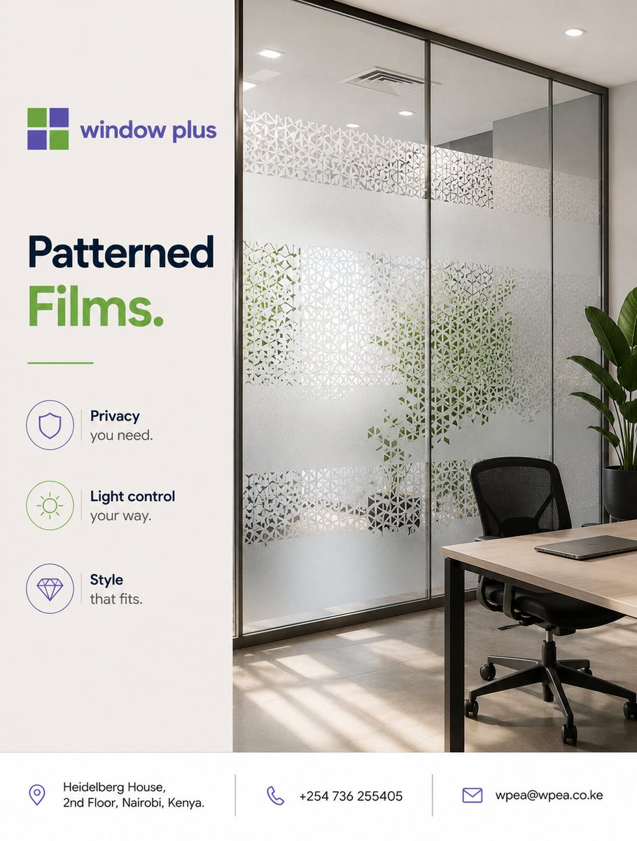 WindowPlusEA's tweet photo. Why settle for plain glass? Our high-precision plotting services turn ordinary glass into architectural masterpieces.
#WindowPlus #WindowPlusEA #GlassDesign #PrecisionPlotting #CommercialBranding https://t.co/vVTsqQATMU