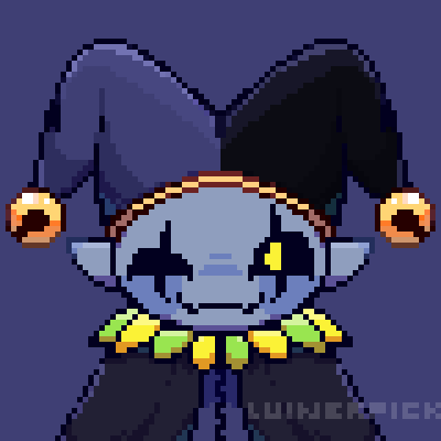 Luinerpick's tweet photo. 2026//2024 

Jevil redraw🔥

#pixelart #deltarune https://t.co/YdbjgdnKUt