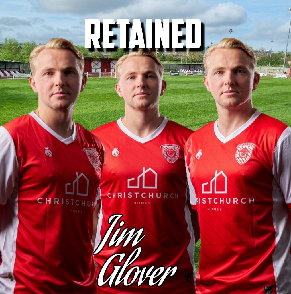 DidcotTownFC's tweet photo. Didcot Town are delighted to announce that Jim Glover will be returning next season. 

The influential midfielder was again at the heartbeat of the Didcot midfield last season with his all-action performances.

Jim was the club's supporters player of the season in their promotion season of 2022/23, in their last season in the central division, and he will once again be a key member of the squad. 

The 30-year-old made 35 appearances for the club last season, taking his career tally at the Loop Meadow Stadium to 153, and he's a big character within the squad. 

Welcome back, Jim.