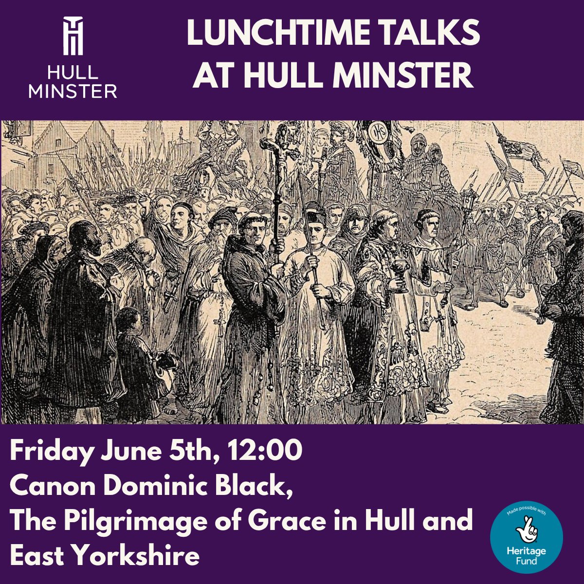 HullMinster's tweet photo. ⚔️ "The Most Serious of All Tudor Period Rebellions" ⚔️

Join Hull Minster's very own Vicar, Rev. Dominic Black, as he explores the Pilgrimage of Grace, and its impacts on Hull and East Yorkshire.

Talks are FREE entry, walk-ins welcome, and available online through Facebook Live https://t.co/o7LOueUxYc