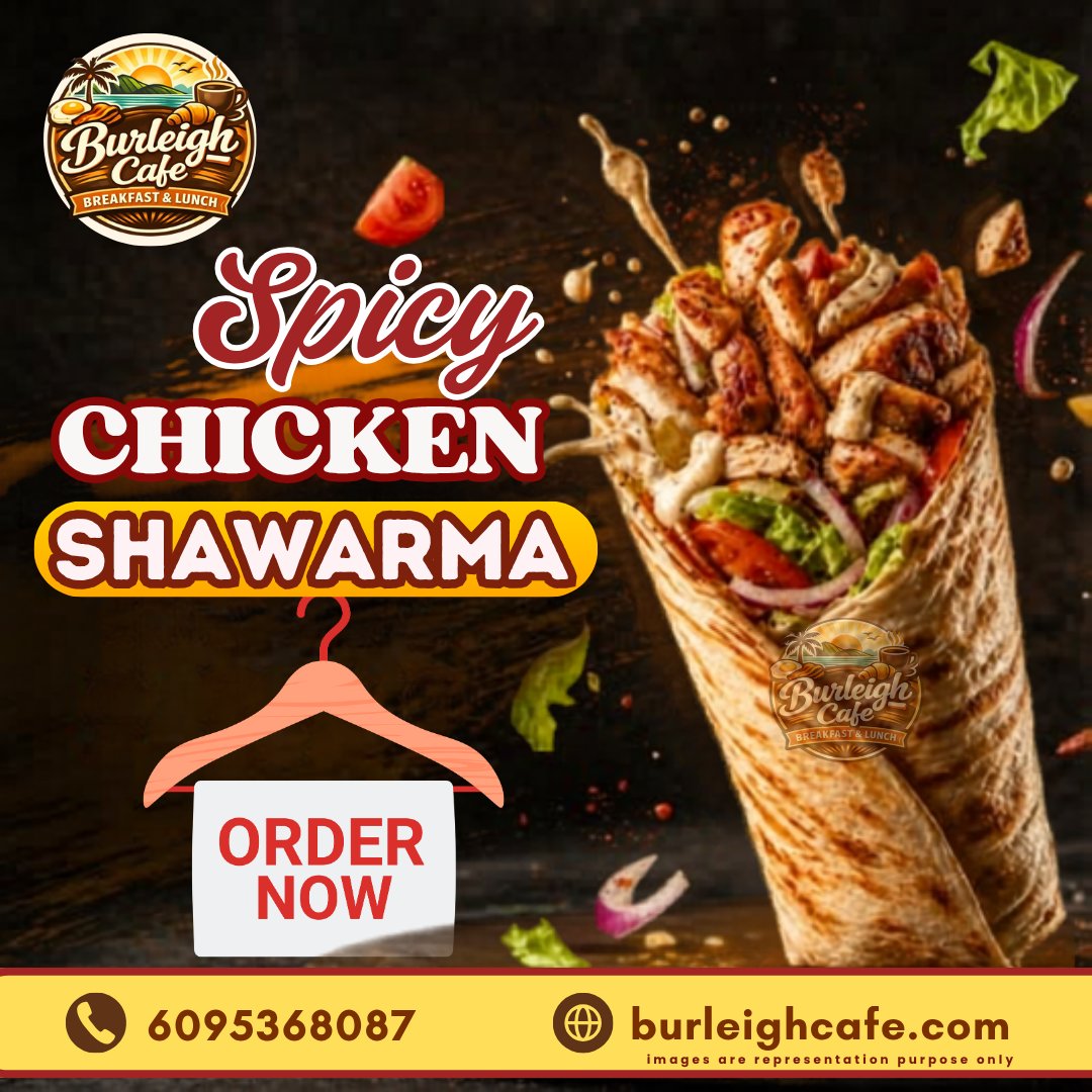 BurleighCafe's tweet photo. 👉Flavorful Spicy Chicken Shawarma loaded with bold spices &amp; tender grilled chicken delivers mouthwatering taste perfect for lunch or dinner cravings tonight!🔥
#SpicyChickenShawarma #GrilledChicken #StreetFoodLovers #FlavorPacked #BurleighCafe
👉Website: https://t.co/T98vJoyZBD https://t.co/8CSHRgYdBG