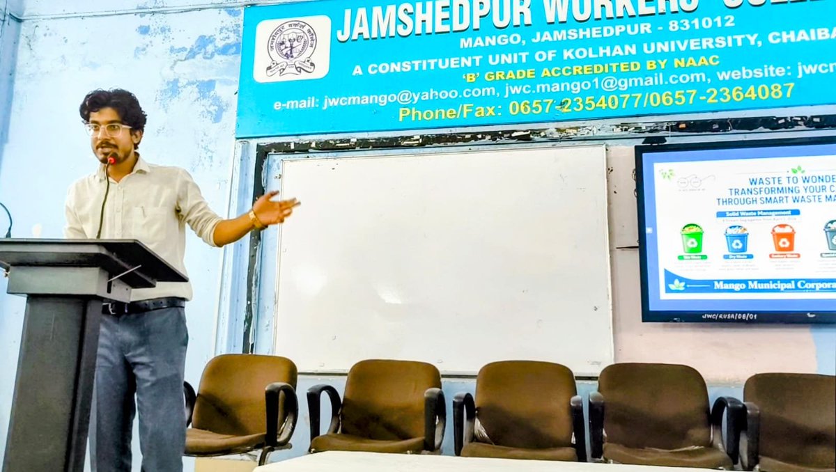 MangoNotified's tweet photo. Mango Municipal Corporation conducted an SWM 2026 Awareness Program and Citizen Feedback Drive at Workers College, Jamshedpur. The Principal, faculty, and students participated in promoting responsible waste management.
@WorkersCollege 
@SudhaGuptajsr 
@kkjnac 
@DCEastSinghbhum https://t.co/y4DjEZR8iB