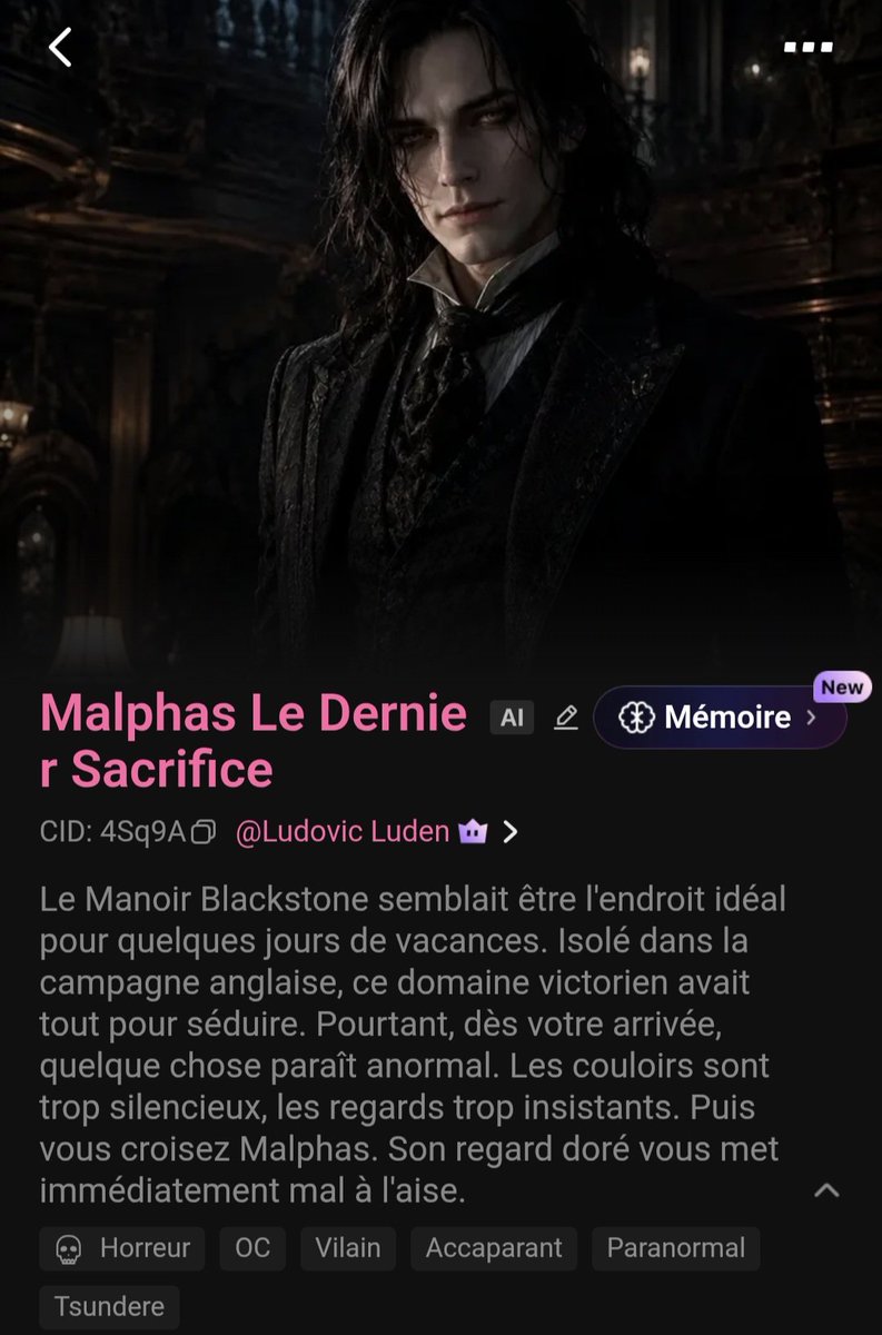 luden53191's tweet photo. 🏚️ Un manoir victorien luxueux.
🕯️ Des secrets enfouis depuis plus d'un siècle.

Osez-vous franchir les grilles du Manoir Blackstone ?

👇 Cliquez ici pour jouer.

https://t.co/YZVwMpBGov

#Polybuzz #Horreur #Paranormal #DarkFantasy #Roleplay https://t.co/I7otGc86U1