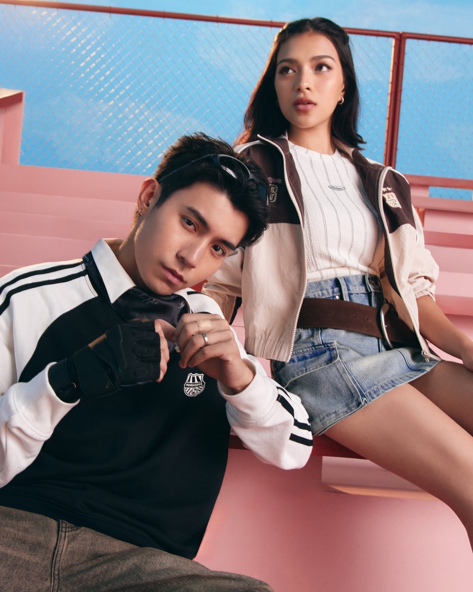 PENSHOPPE's tweet photo. the rebel-coded duo who will always define style in their own terms 💯

shop the looks with tops starting at ₱599, bottoms at ₱1,299, and accessories at ₱499 in stores near you or online on the @penshoppe app. https://t.co/JRYqVYEwrr