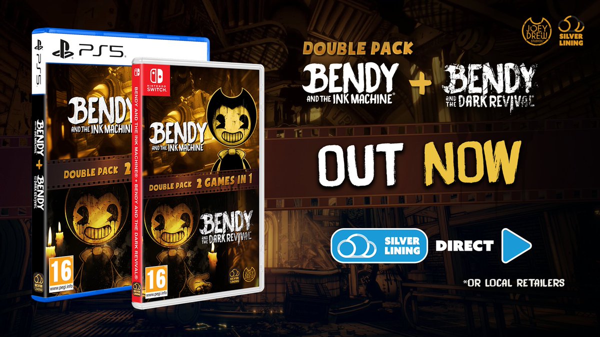 SigEditionGames's tweet photo. Bendy Double Pack is finally here! 🖤

Experience both BATIM &amp; BATDR on one disc/cartridge with the latest improvements to visuals and gameplay.

Are you ready to overcome the horrors? ⤵️
https://t.co/kBbNO63Fp4 https://t.co/tcEUyhlz8i