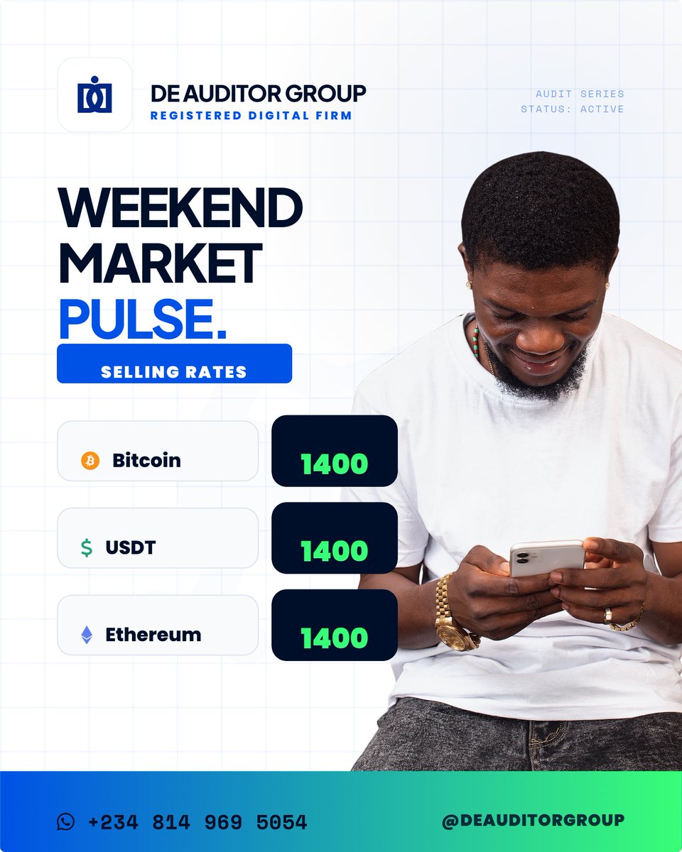 deauditorgroup's tweet photo. Bring Crypto ➔ Get Naira.
Bring Naira ➔ Get Crypto. 🔄

Our rates are competitive—and your bank account will smile. 😊

📞 Trade Now: +234 814 969 5054
🌐 Official Handle: @DeAuditorGroup
👔 CEO: @DeAuditorChris

#CryptoNigeria #DeAuditorGroup #Bitcoin #USDT #MarchGains https://t.co/Om6XcLGVGs