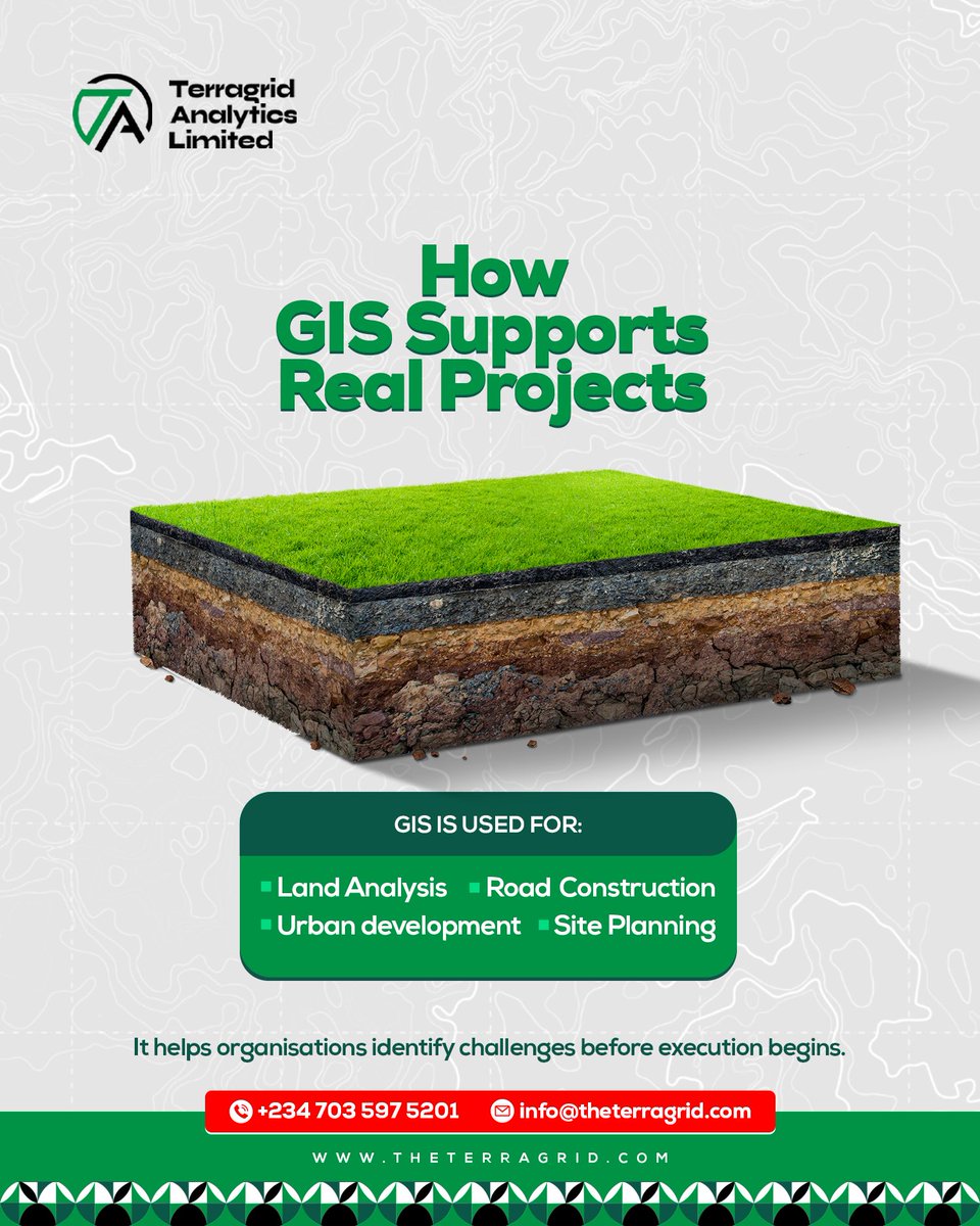 terragrid's tweet photo. Before major projects begin, smart organisations analyse the location first.
GIS helps identify risks, improve planning, and support better project execution. https://t.co/isFC8wMQht