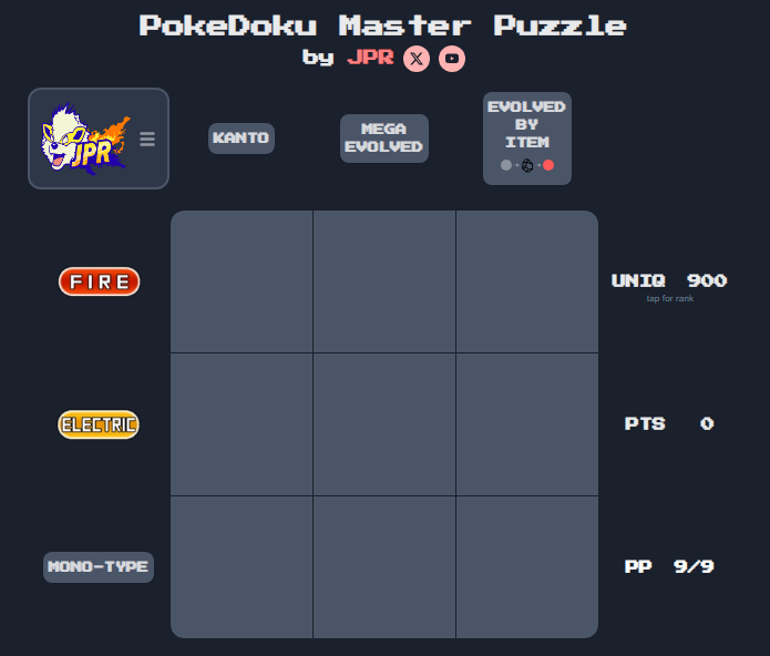 JPRPT98's tweet photo. Thanks @poke_doku_ for allowing me to create today's puzzle! I hope everyone has fun with it! 🔥

https://t.co/6ta0Grtozh https://t.co/80iopWR2JR