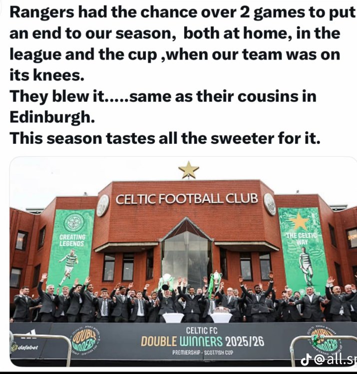 declangreen1's tweet photo. @L2Box1 Coming from a hun fan, your no very smart Billy. 

 Usual logic from yous, all confident in January then the inevitable happens and yous shit the bed and blame everybody else.

Yous couldn't beat the champions or win when it mattered same as your hun cousins.

Champions again.🏆 https://t.co/R1Ypdmt9Rv