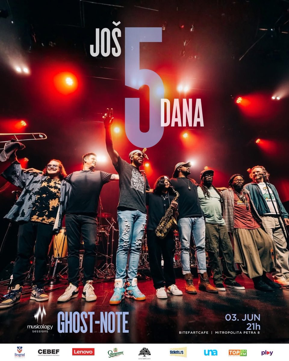 MusicologyFest's tweet photo. GHOST-NOTE • 03. jun • Beograd • Musicology Sessions • 

JOŠ 5 DANA DO KONCERTA 🙌🏻

Ulaznice 🎟️ https://t.co/2ejm8BHIKp

https://t.co/jJ98LGHUDt
063 594 294 // 063 594 054 

📍
BitefArtCafe
Mitropolita Petra 8 https://t.co/0L3NX3At3a