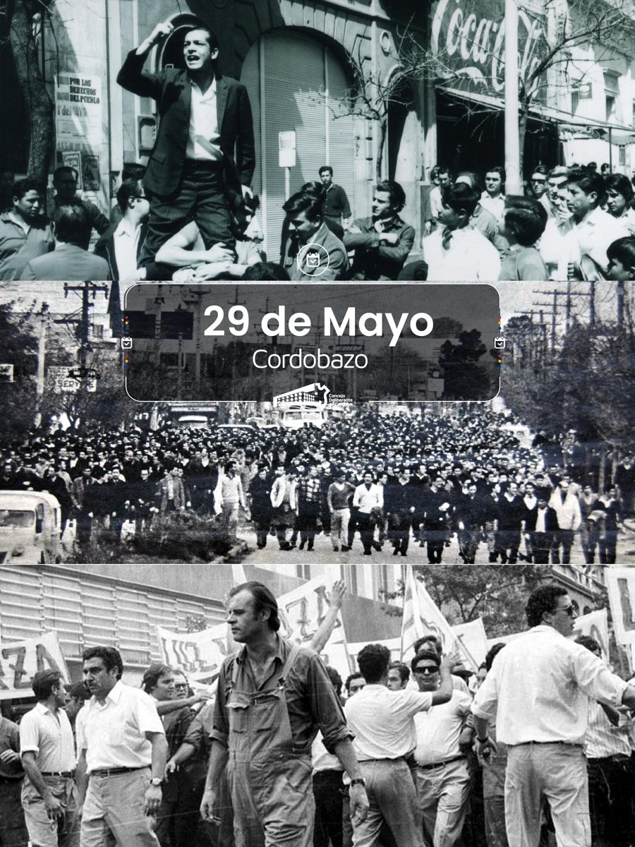 ConcejoCba's tweet photo. HISTORIA DE LUCHA POPULAR
A 57 años del #Cordobazo, recordamos la movilización obrero-estudiantil que marcó un hito político y  social en nuestra provincia. 
💪Celebramos las luchas de los trabajadores y reivindicamos la defensa de los derechos conquistados. https://t.co/CJzHCwrUYb