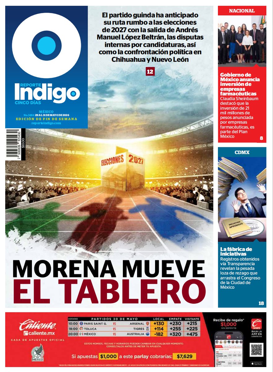 Reporte_Indigo's tweet photo. En Portada | Rumbo a 2027 el @PartidoMorenaMx  redefine liderazgos, estructura territorial y candidaturas en estados clave como Chihuahua, Zacatecas y Nuevo León, mientras escala la confrontación con @AccionNacional 

Descarga nuestra versión impresa https://t.co/L68ilGPYTW https://t.co/f6GMHSjPul