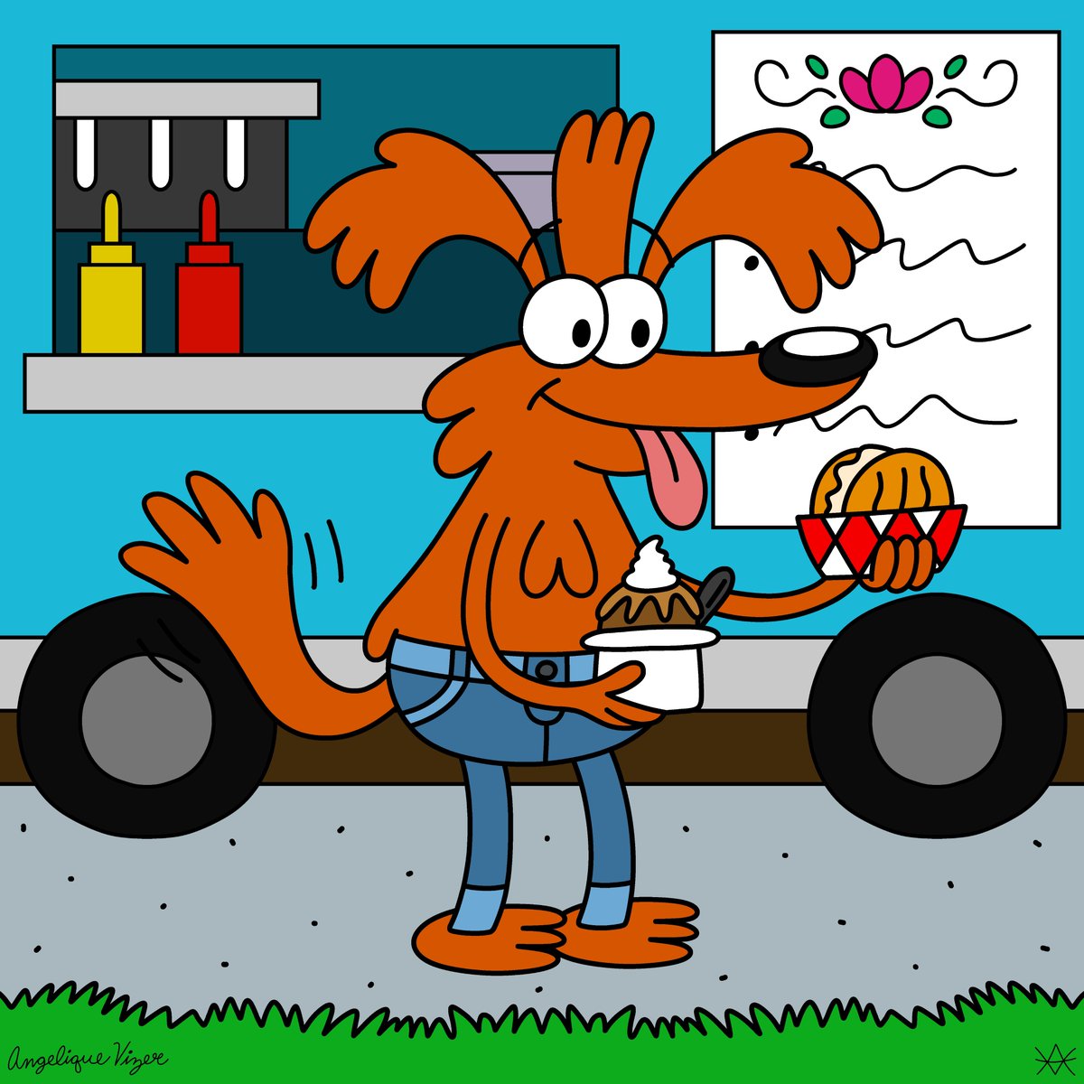AMVCartoons96's tweet photo. Fender is ready to enjoy some food truck snacks! #originalcharacter #cartoon #myart #ArtistOnTwitter https://t.co/Ggu1XEgXeW