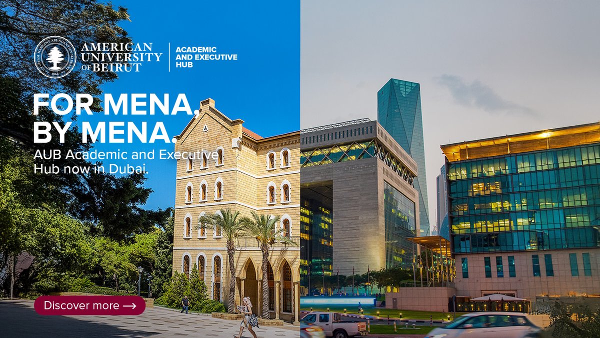 AUBOSB's tweet photo. For over 150 years, AUB has shaped leaders across the Middle East. Now, our Executive MBA program is available at the AUB Academic and Executive Hub in DIFC, Dubai.

Discover more ��� https://t.co/KRHolpcczW

#AUB #OSB #ExecutiveMBA #EMBA https://t.co/JRy6aiaRHu