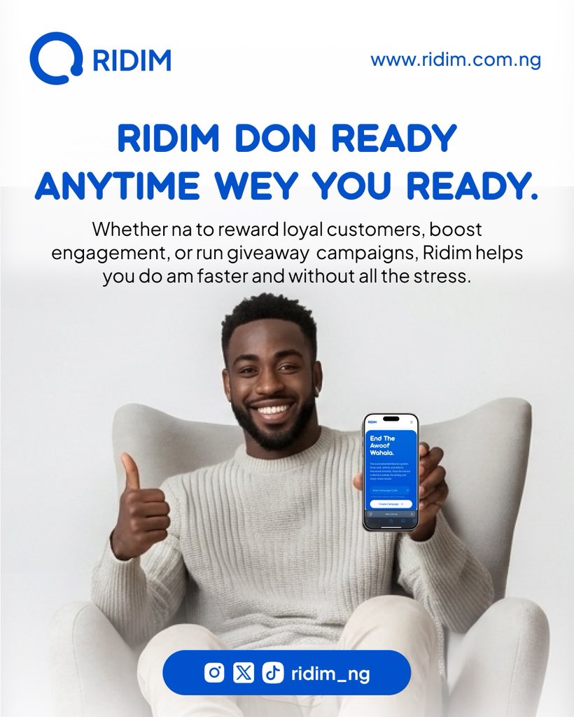 ridim_ng's tweet photo. Your next giveaway campaign no suppose stress you
With Ridim, rewards and engagement happen faster, smarter and easier
#Ridim #CreatorTools https://t.co/6EoHO80yzq