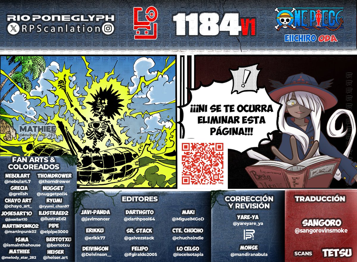 RPScanlation's tweet photo. Ya está aquí nuestra primera versión de #OnePiece1184, que la disfruten!! Recuerden que el finde sale la versión final con datos extra y glosario!
#OnePiece #RioPoneglyphScans
Opción 1:   https://t.co/y8Y5mXnFwX
Opción 2:  https://t.co/EwZcuwa8oS
Descarga: https://t.co/ZGiDUfys7d https://t.co/FAas2Gwpwh