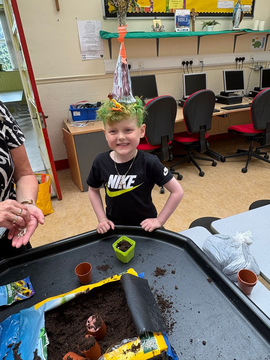 StPatricksRCPS's tweet photo. P1/2 were planting seeds following the instructions they wrote on Tuesday 🌻💛🖤💛#stpatsproud https://t.co/NwAfmBsdzc