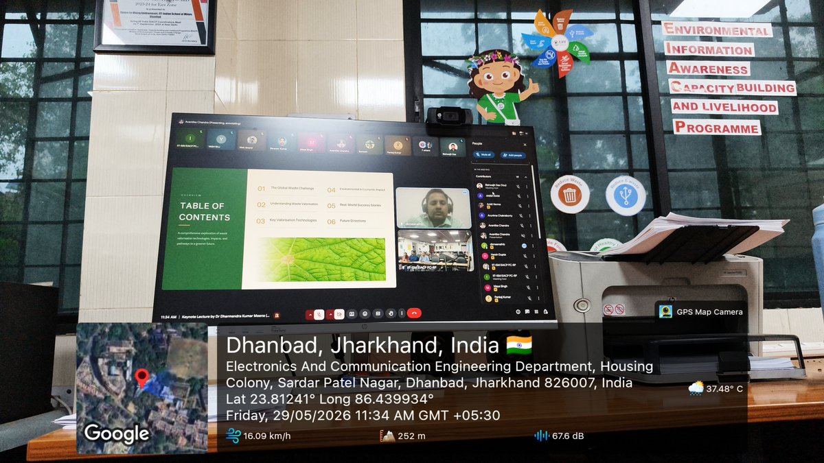 EnvisIit's tweet photo. Lecture on “Waste Valorisation for Greening of Environment” on 29.05.2026, aligned with the Mission LiFE theme-Reduce Waste, by Dr. Dharmendra Meena, Senior Scientist, ICAR-CIFRI. organized by EIACP (PC-RP), Dept. of ESE @IITISM_DHANBAD under the aegis of @moefcc &amp; @EIACPIndia https://t.co/87I0sK0DW9