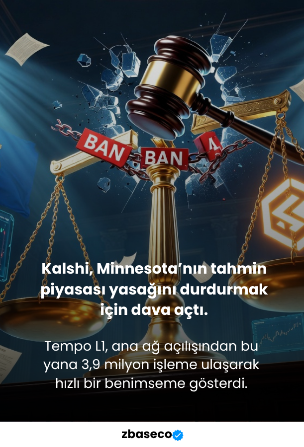 ZbaseCo's tweet photo. Kalshi, Minnesota’da tahmin piyasalarını yasaklayan yeni eyalet yasasını durdurmak için dava açtı. Bu hamle, CFTC’nin Kalshi’ye karşı açtığı davanın hemen ardından geliyor ve ABD’de tahmin piyasalarına yönelik artan düzenleyici baskının bir parçası olarak görülüyor.

Kısacası: Kalshi, hem federal hem eyalet düzeyindeki yasak girişimlerine karşı hukuki mücadeleye devam ediyor.

#Zbaseco #kripto