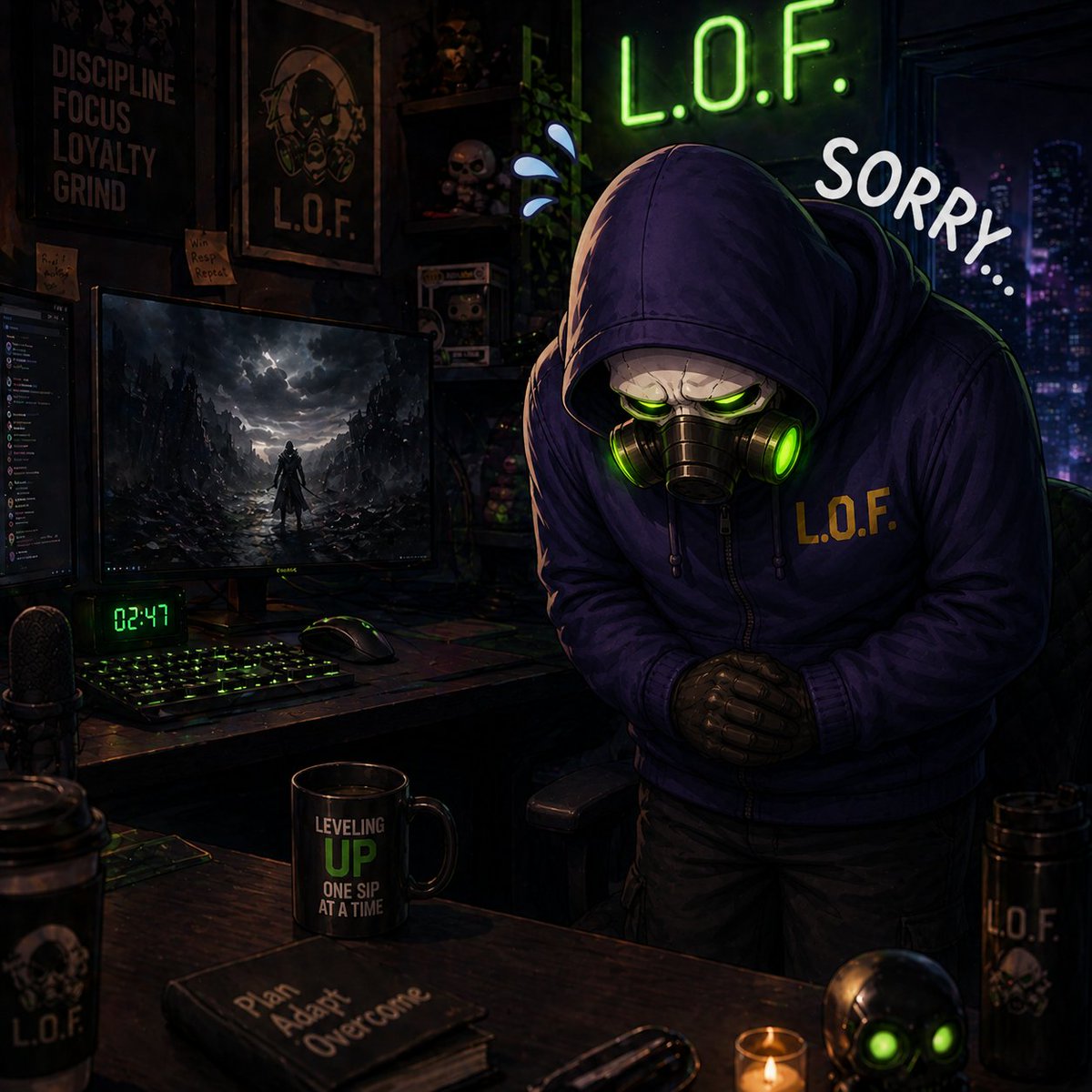 LoFReaper's tweet photo. Srry chat for not being here a lot anymore. Life has been lifeing. IRL job has been more consistent especially me pushing for a promotion. But moving forward we are gunna try and get on some type of schedule.  Fri and Sat should be a solid starting next week. We will see ya soon! https://t.co/CrXTSJoanb