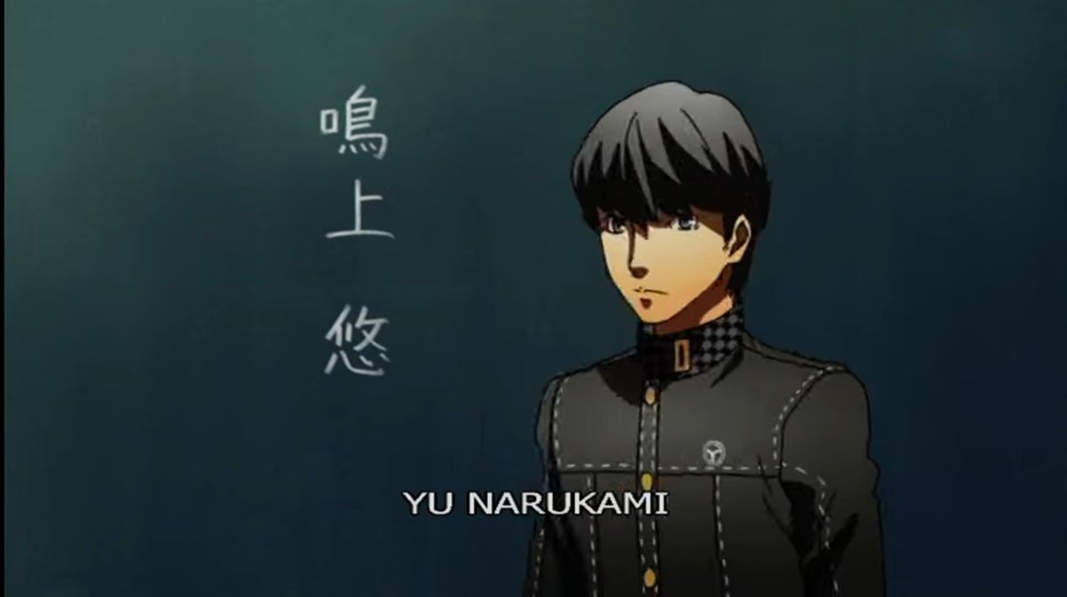 Basedtakes01's tweet photo. @gogo_violet @adorablegold_ The anime has him wear his uniform properly up until he summons his persona for the first time, and he looks goofy as hell. The unbuttoned uniform, glasses, and that little smirk he does do a lot of heavy lifting. https://t.co/PcjhD1TfNY