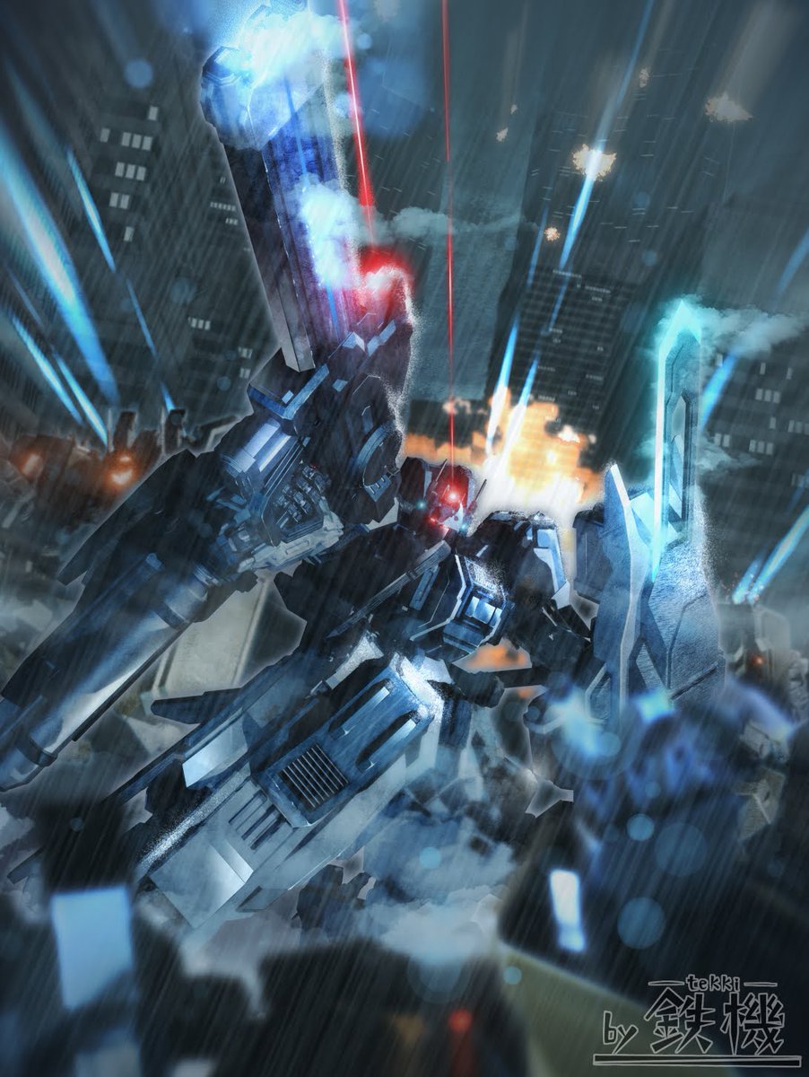 robo_robotarou's tweet photo. 雨降りしきる都市防衛戦闘

#オリロボ #対獣猟機兵 https://t.co/zqMXxb0grZ